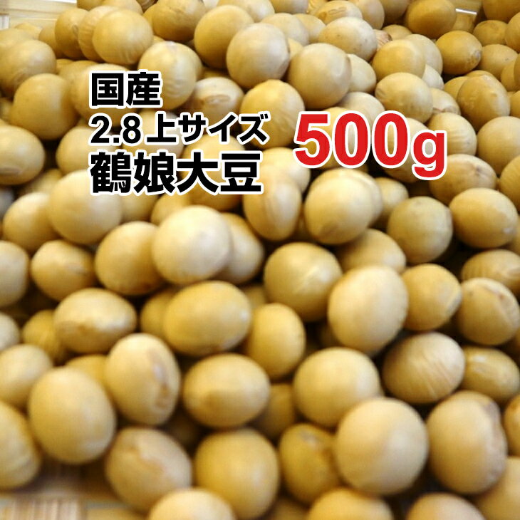 鶴娘大豆 500g 2.8上サイズ 令和3年産 北海道産 大豆 国産 豆 【ゆうパケット】