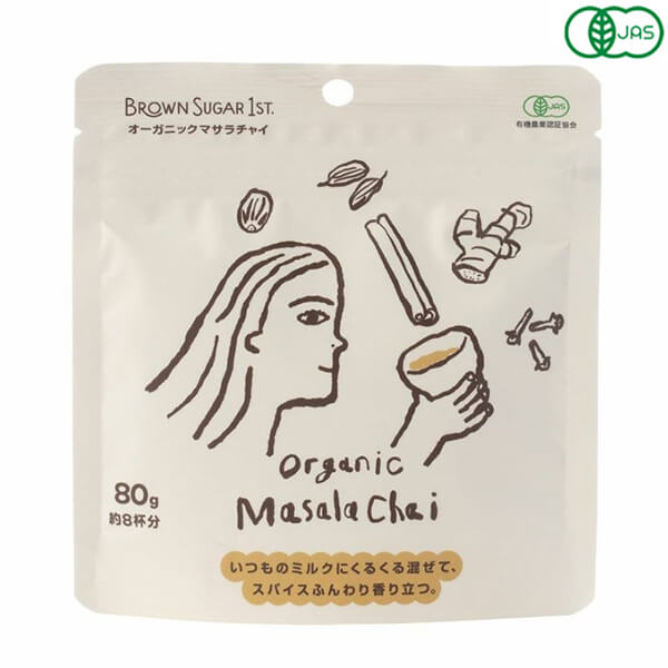 Other - ブラウンシュガーファースト オーガニックマサラチャイ 80g 有機JAS認証 老舗茶舗共同開発 5種スパイス 白砂糖不使用 香料不使用 着色料不使用