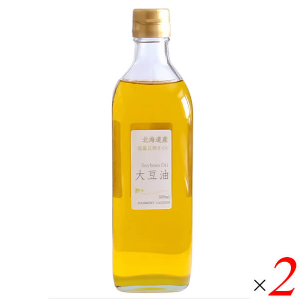 禅菜 低温圧搾ピュアオイル 北海道産大豆油 500ml 2本セット 瓶 北海道産大豆100％...
