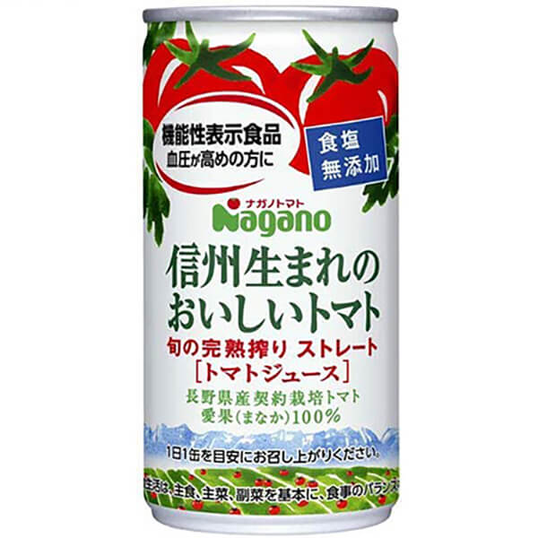 トマトジュース 食塩無添加 無塩 ナガノトマト 信州生まれのおいしいトマト 食塩無添加 190g 機能性表示食品