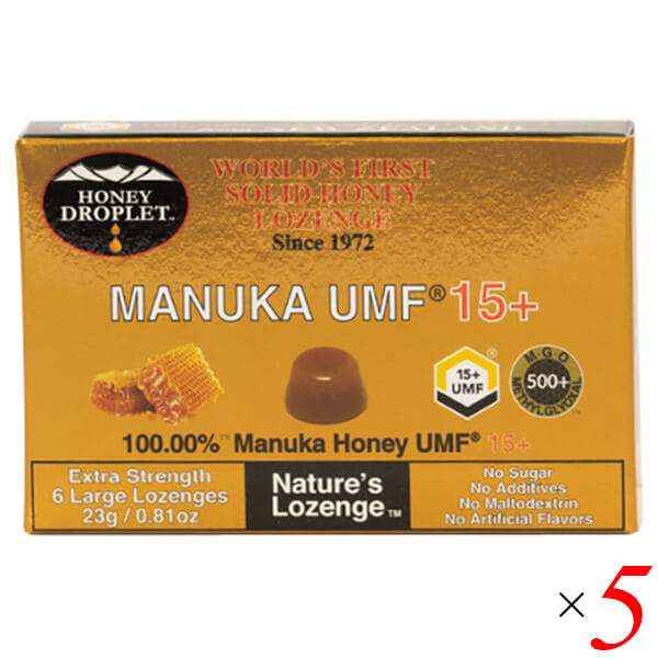 マヌカハニー キャンディ のど飴 ハニードロップレット マヌカハニーUMF15+（のど飴）23g/6粒 5個セット ハニージャパン 送料無料