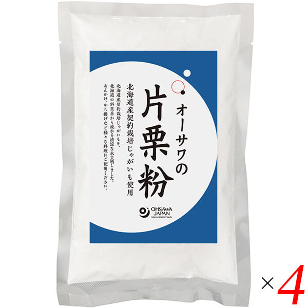 オーサワの片栗粉は北海道産馬鈴薯でん粉100％ ◆北海道斜里岳から流れる清涼な水で晒した ◆から揚げや、あんかけなどに ◆お召し上がり方 から揚げ、あんかけ等に。 ＜オーサワジャパン＞ 桜沢如一の海外での愛称ジョージ・オーサワの名を受け継ぐオーサワジャパン。 1945年の創業以来マクロビオティック食品の流通の核として全国の自然食品店やスーパー、レストラン、カフェ、薬局、料理教室、通販業などに最高の品質基準を守った商品を販売しています。 ＜マクロビオティックとは？＞ 初めてこの言葉を聞いた人は、なんだか難しそう…と思うかもしれません。でもマクロビオティックは、本当はとてもシンプルなものです この言葉は、三つの部分からできています。 「マクロ」は、ご存じのように、大きい・長いという意味です。 「ビオ」は、生命のこと。生物学＝バイオロジーのバイオと同じ語源です。 「ティック」は、術・学を表わします。 この三つをつなげると、もう意味はおわかりですね。「長く思いっきり生きるための理論と方法」というわけです！ そして、そのためには「大きな視野で生命を見ること」が必要となります。 もしあなたやあなたの愛する人が今、肉体的または精神的に問題を抱えているとしたら、まずできるだけ広い視野に立って、それを引き起こしている要因をとらえてみましょう。 それがマクロビオティックの出発点です。 ■商品名：片栗粉 馬鈴薯 無添加 オーサワの片栗粉 北海道 国産 ばれいしょ 北海道産 送料無料 ■内容量：300g×4個セット ■原材料名：馬鈴薯でん粉（北海道産） ■栄養成分表示：100g(当たり)／エネルギー 328kcal／タンパク質 0.1g／脂質 0g／炭水化物 82g／食塩相当量 0g ■アレルゲン：無 ■メーカー或いは販売者：オーサワジャパン株式会社 ■賞味期限：常温で1年6ヶ月 ■保存方法：常温 ■区分：食品 ■製造国：日本【免責事項】 ※記載の賞味期限は製造日からの日数です。実際の期日についてはお問い合わせください。 ※自社サイトと在庫を共有しているためタイミングによっては欠品、お取り寄せ、キャンセルとなる場合がございます。 ※商品リニューアル等により、パッケージや商品内容がお届け商品と一部異なる場合がございます。 ※メール便はポスト投函です。代引きはご利用できません。厚み制限（3cm以下）があるため簡易包装となります。 外装ダメージについては免責とさせていただきます。