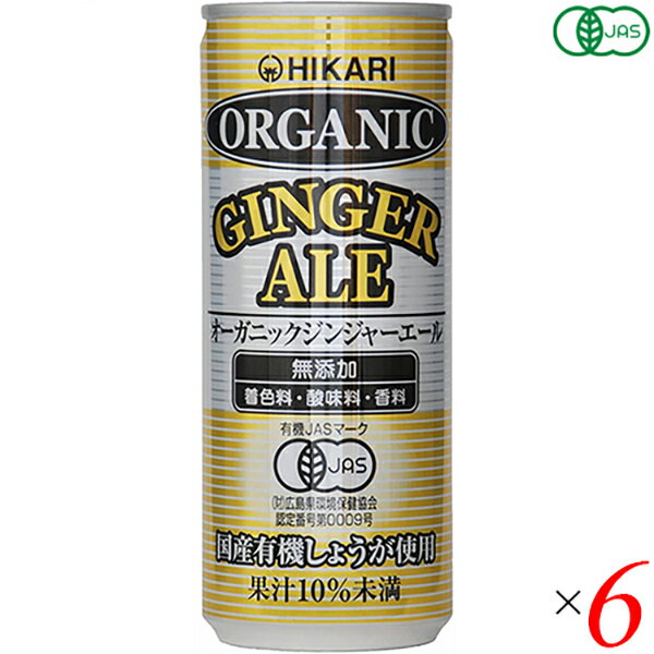 【BF限定！100円クーポン！学割2倍！】ジンジャーエール 缶 辛口 ヒカリ オーガニックジンジャーエール..