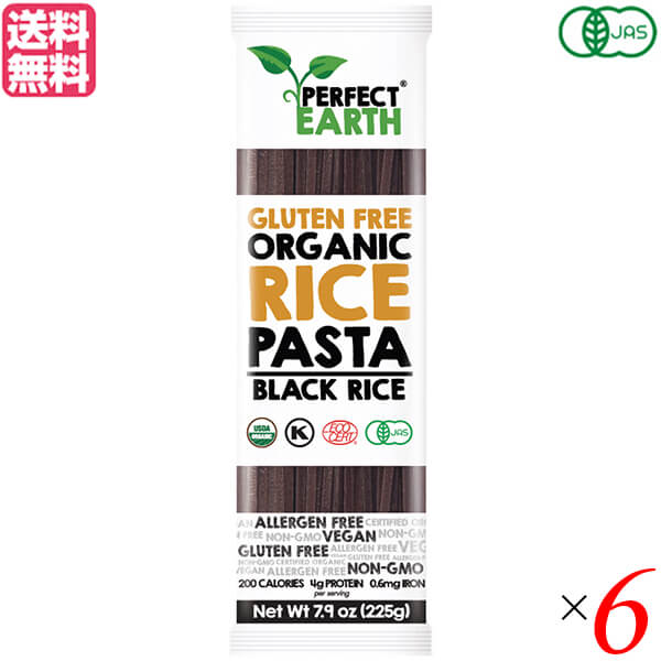 【マラソン限定!ポイント2倍!100円クーポン!】パスタ グルテンフリー スパゲティ パーフェクトアース オーガニックグルテンフリーライスパスタ(黒米) 225g×6袋セット