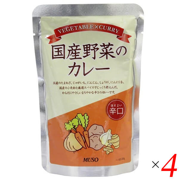 【5/15(水)限定！楽天カードでポイント9倍！】カレー 国産 辛口 ムソー 国産野菜のカレー辛口 200g 4個セット