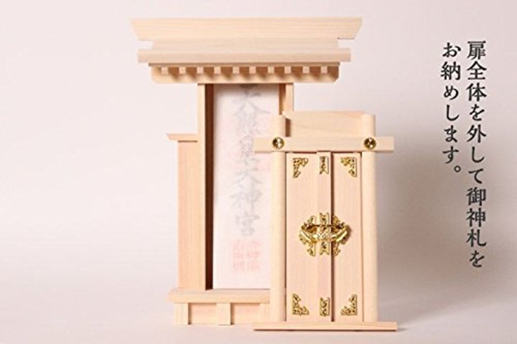 ひのき 神棚 袖付 大神宮 神棚 サイズ約 高さ35 幅27 奥行7 cm 【送料無料】tno-a05