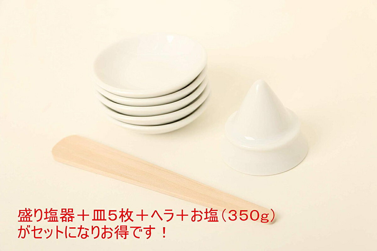 盛り塩セット国産陶器お得用盛塩セット盛塩器+皿5枚付き+清め塩350g+ヘラ付き【送料無料】tno-a55