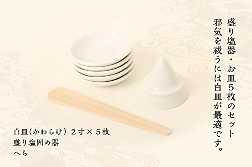 盛り塩セット国産陶器お得用盛塩セット盛塩器+皿5枚付き+清め塩350g+ヘラ付き【送料無料】tno-a55