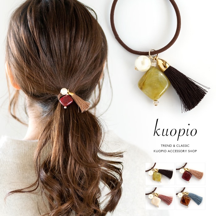 ヘアゴム タッセル パール 四角 マーブル レディース アクセサリー 大人 髪留め ポニーテール レトロ ギフト プレゼント