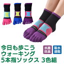 足にフィット 5本指ソックス 今日も歩こう ウォーキング 3色組 2126430 メッシュ編み サポート編み パイル編み 抗菌 防臭 吸水 速乾 ムレない かかと付き ランニング マラソン スポーツソックス 洗濯機OK 三笠 MIKASA