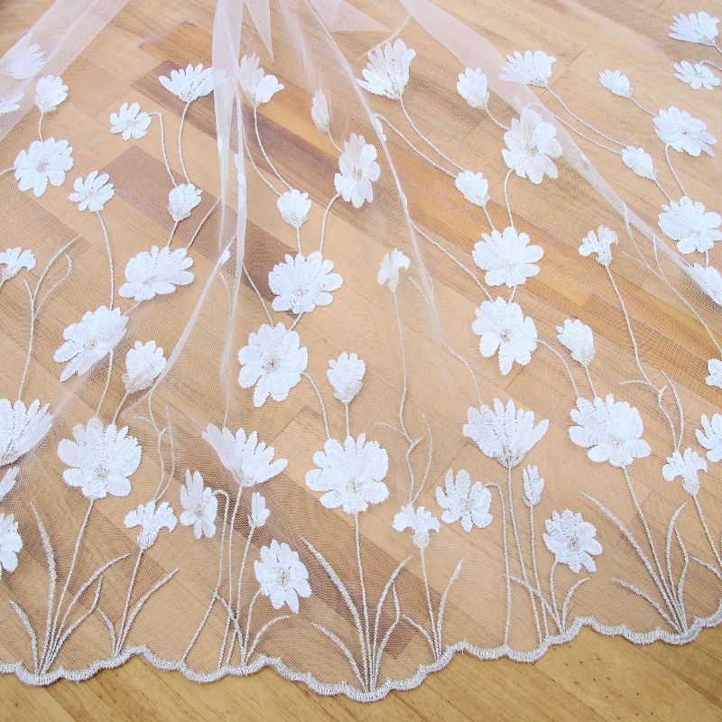 Rakuten - 花柄 ラメ糸 刺繍 レース 生地 （10cm単位）