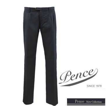 【送料無料】 Pence ペンス メンズ パンツ ロングパンツ タック タックパンツ コットン 綿 ウール ネイビー SIZE：44/46/48 (pence-3861202) 【smtb-k】【kb】