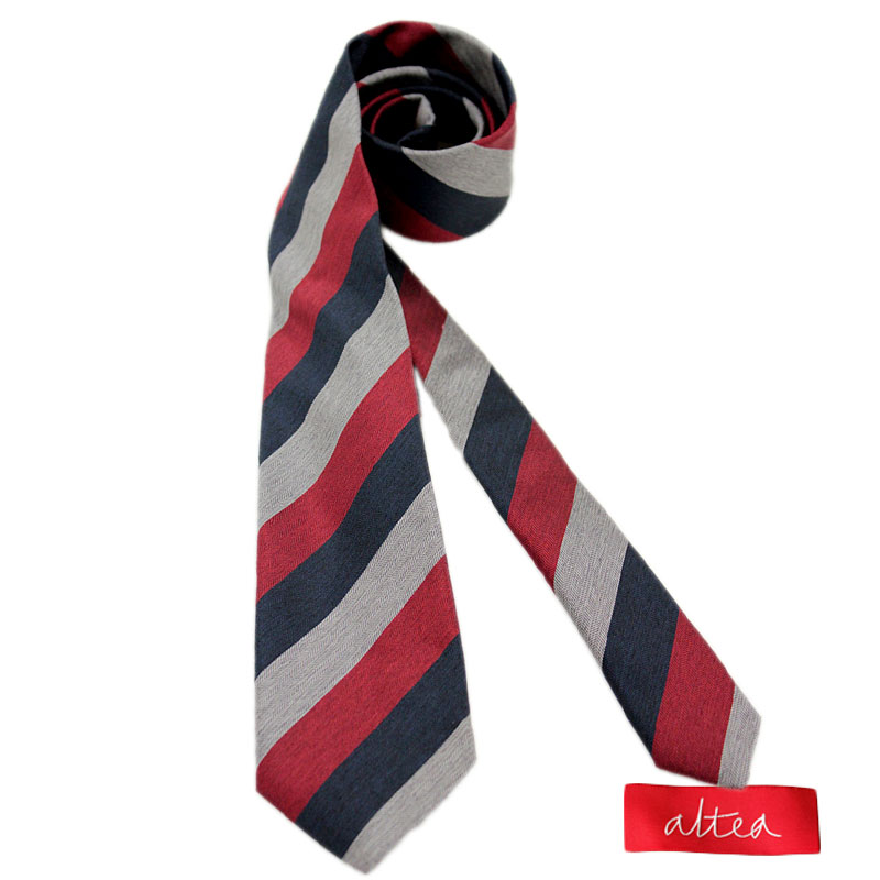 【送料無料】 Altea アルテア メンズ ネクタイ シルク 絹 シルバー レジメンタル ストライプ Necktie プレゼント ギフト 国内正規品 (tie-az4061209) 【smtb-k】【kb】