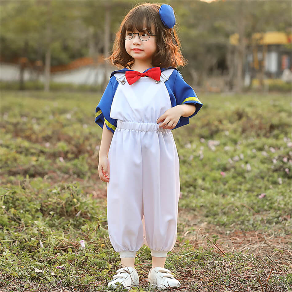 【4点セット】ドナルドダック コスプレ衣装 コスプレ ハロウィン 衣装 仮装 セーラー服 親子 ハロウィン コスプレ コスチューム コス cos コスプレ衣装 ハロウィンコスプレ コスチューム サロペット 仮装 変装 子供用 キッズ 女の子 カジュアル ポップ おすすめ 可愛い kuramochishop-10000825 くらもちショップ サンプル画像3
