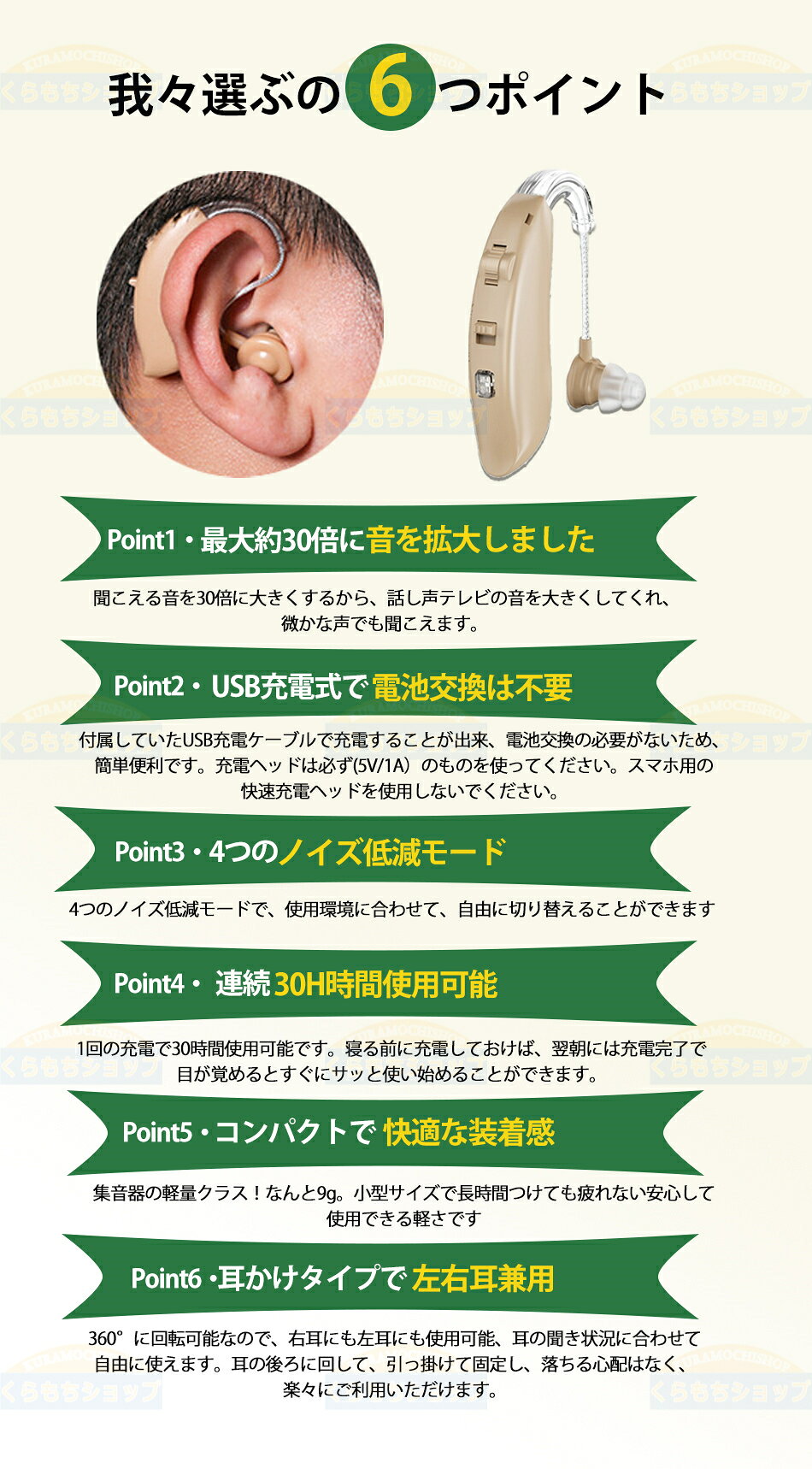 集音器 デジタル USB 充電式 耳掛けタイプの集音器 集音器充電式 左右両用集音器 ...