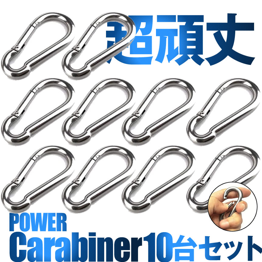 【10個セット】 カラビナ キーホルダー ステンレス おしゃれ アウトドア Dリング ...