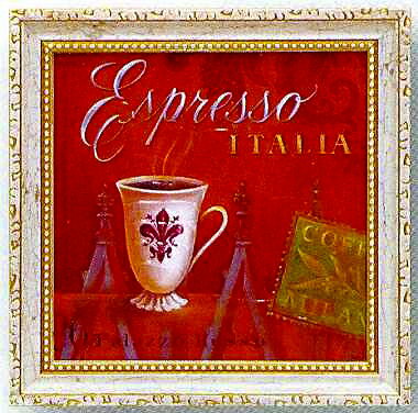 「エスプレッソ・イタリア」アンジェラ スターリング【通信販売】(花・アンジェラ スターリング　ミニゲル　アートポスター［絵画通販・カフェ・コーヒー］）【壁掛けフック付き】【絵のある暮らし】