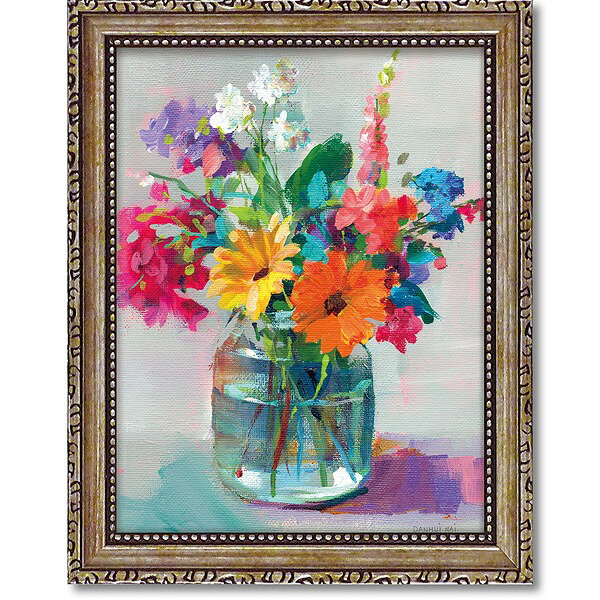 「コテージガーデンブーケ1」ダンフイナイ【通信販売】(花・緑・グリーン・ミニゲル　アートポスター［絵画通販］）絵　絵画　アート【壁掛けフック付き】【絵のある暮らし】