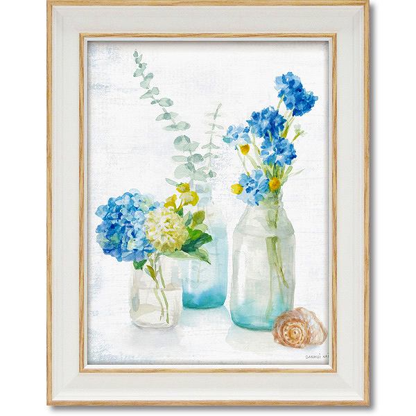 「ビーチコテージフローラル3」ダンフイナイ【通信販売】(花・緑・グリーン・ミニゲル　アートポスター［絵画通販］）絵　絵画　アート【壁掛けフック付き】【絵のある暮らし】