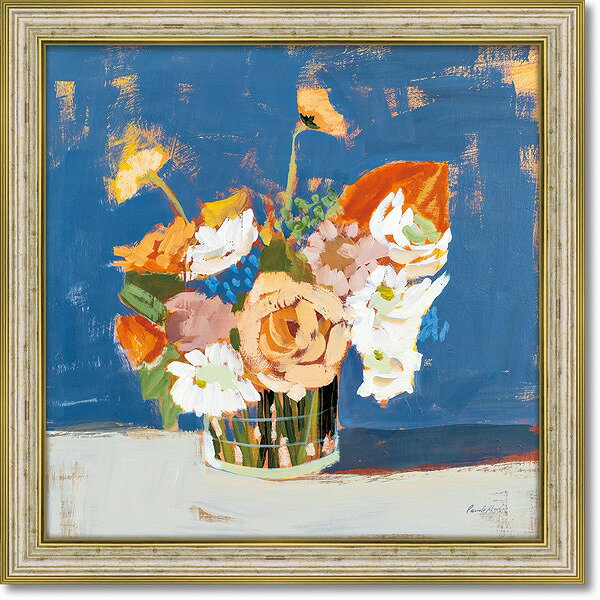 「ピーチアンドホワイトブーケ」パメラマンガー【通信販売】(花・緑・グリーン・アートポスター［絵画通販］）絵　絵画　アート【壁掛けフック付き】【絵のある暮らし】