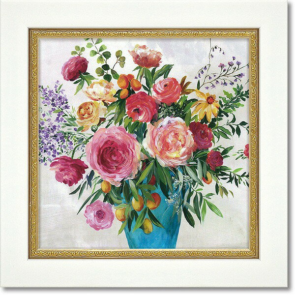 「ブルーベースフローラル」エイジアイェンセン （花・静物）特殊ゲル加工アートポスター［絵画通販］【壁掛けフック付き】【絵のある暮らし】