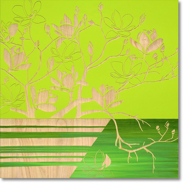 ウッドスカルプチャーアート・マグノリアwithベース（gr＋NP）【絵のある暮らし】【壁掛けフックつき】