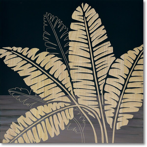 ウッドスカルプチャーアート・バナナリーフ（bk+np）【絵のある暮らし】【壁掛けフックつき】