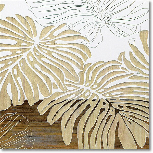 ウッドスカルプチャーアート・ワイルドモンステラ（wh+np）［絵画通販］【絵のある暮らし】【壁掛けフ..