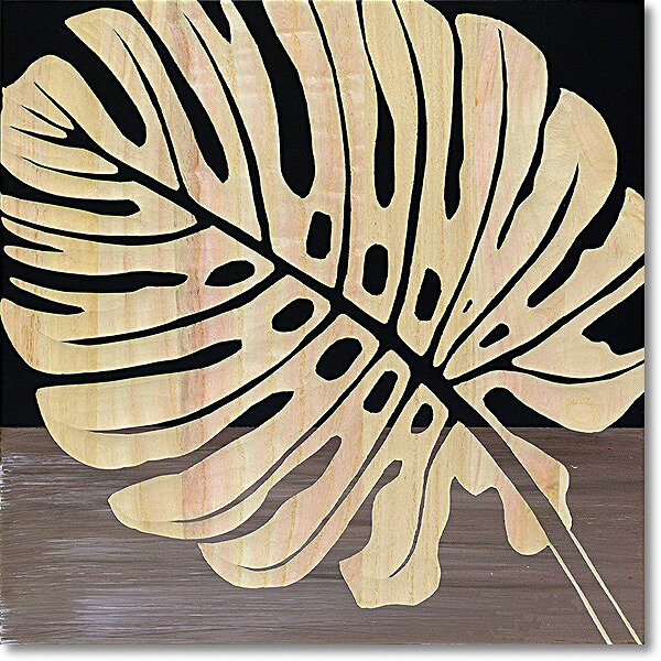 ウッドスカルプチャーアート・シングルモンステラ2（bk+np）［絵画通販］【絵のある暮らし】【壁掛けフ..