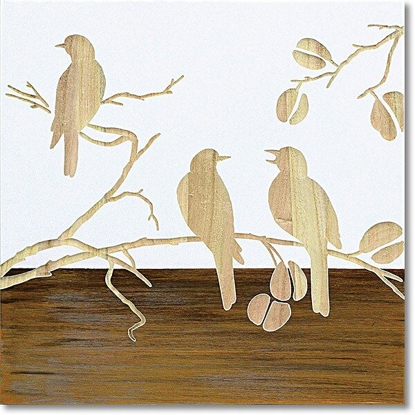 ウッドスカルプチャーアート・スリーバード2（wh・np）鳥［絵画通販］【絵のある暮らし】【壁掛けフッ..