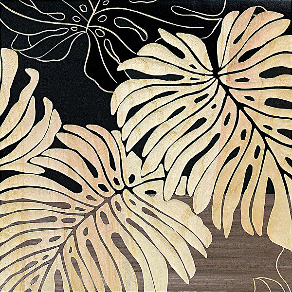 ウッドスカルプチャーアート・ワイルドモンステラS（bk+np）［絵画通販］【絵のある暮らし】【壁掛けフ..