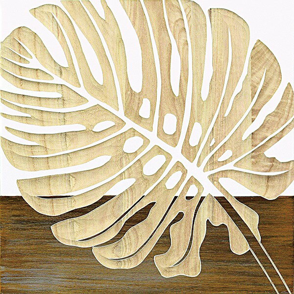 ウッドスカルプチャーアート・シングルモンステラ2（wh+np）［絵画通販］【絵のある暮らし】【壁掛けフ..