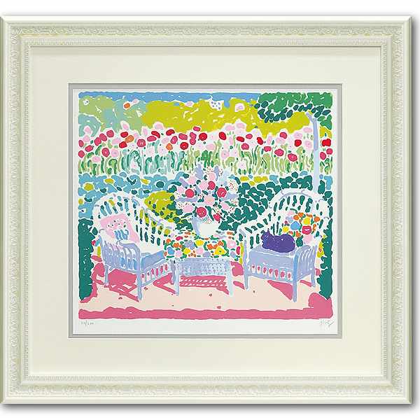 「パティオ＆ポピーズ」ジョンボッチ・風景画　シルクスクリーン　版画　［絵画通販］【絵のある暮らし..