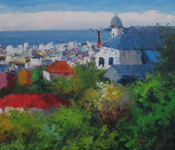 「神戸」谷口春彦【通信販売】（F10サイズ油彩画[油絵]・日本風景画・神戸[絵画通販]【壁掛けフック付き】【絵のある暮らし】