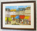 ☆絵のある暮らしオリジナル商品☆「パリの街角」渡部ひでき ジークレー版画作品(フランス・パリの街角)フランス風景【絵のある暮らし】【壁掛けフックつき】