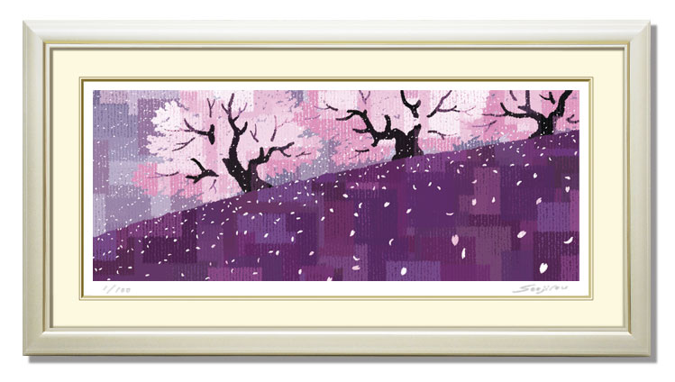 楽天絵のある暮らし【絵画販売専門店】「桜吹雪」藤谷壮仁郎（Soujirou）ジークレー版画作品（WAシリーズ・和TASTE）（絵画通販）【壁掛けフック付き】【絵のある暮らし】