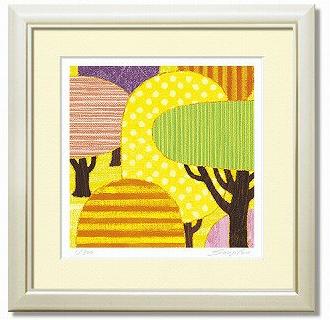 「yellow forest」藤谷壮仁郎(Soujirou)ジークレー版画作品・40角（Aシリーズ・ABSTRACT ART）（絵画通販）【壁掛けフック付き】【絵のある暮らし】