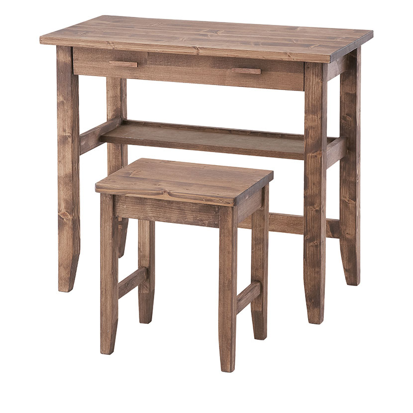 【最大10%OFFクーポンさらにP10倍! BF限定】幅80cm デスク&スツール (2点セット) デスクセット 机 椅子 セット商品 在宅 書斎 天然木 作業...