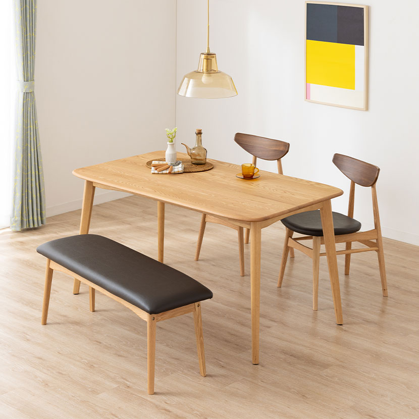 4人用木製ダイニングテーブルセット...