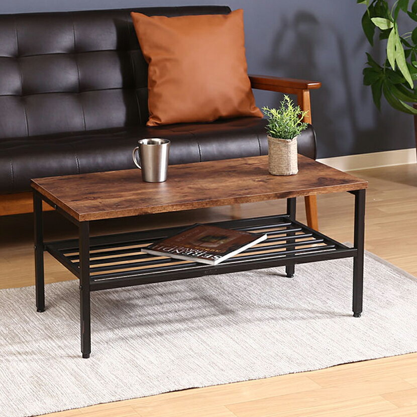 幅80cm リビングテーブル棚付き ナビア センターテーブル 西海岸風