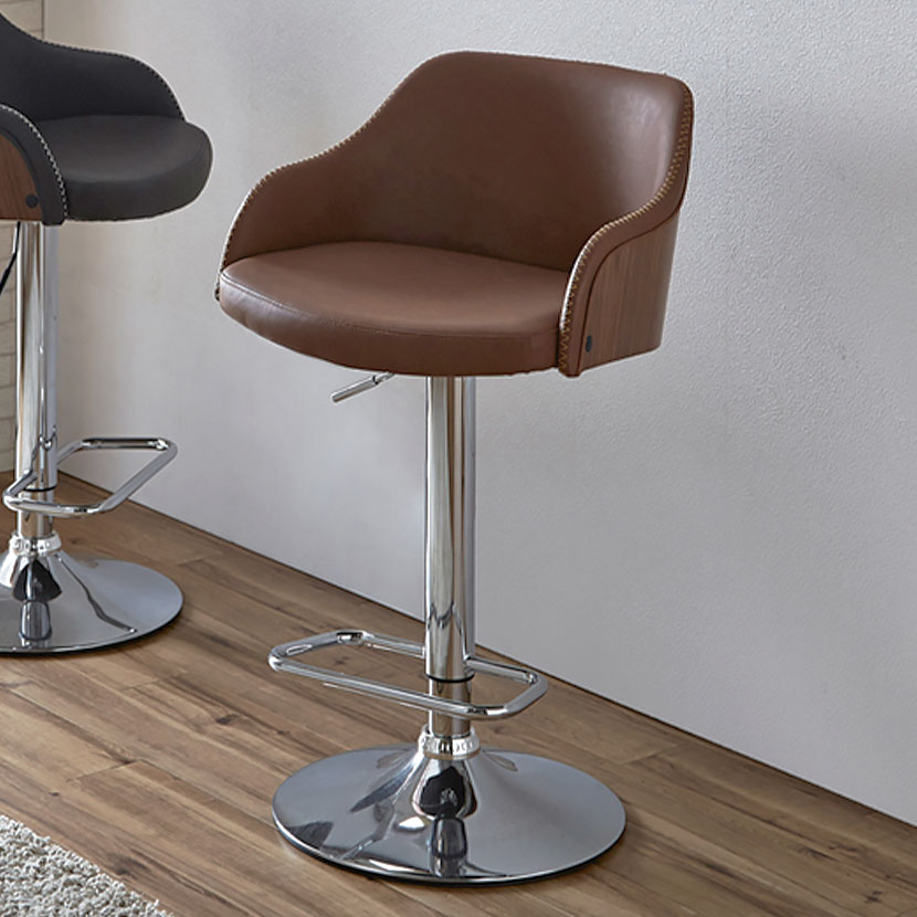 バーチェア昇降式回転式PUレザーウ...