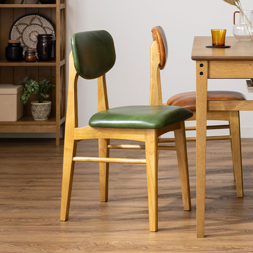 ダイニングチェア レザー調 天然木 木製チェア 食卓椅子 コンパクト リビング ダイニング アメリカンヴィンテージ風 ラスティック 完成品