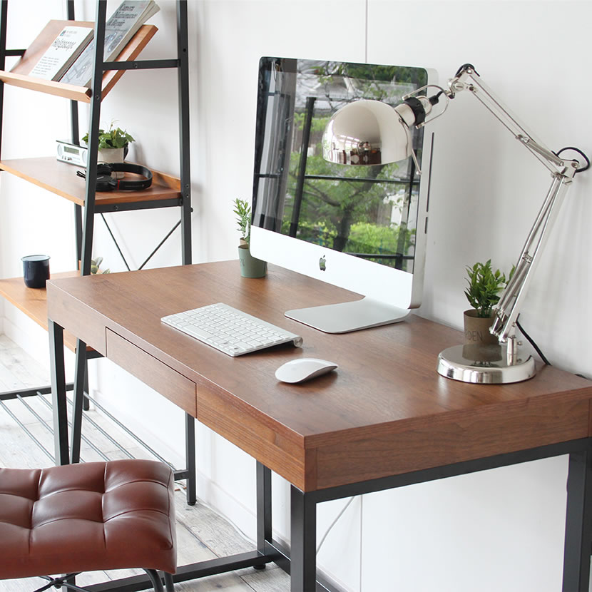 【最大10%OFFクーポンさらにP10倍! BF限定】幅110cm Walnut Desk パソコンデスク 引出し付き アジャス..