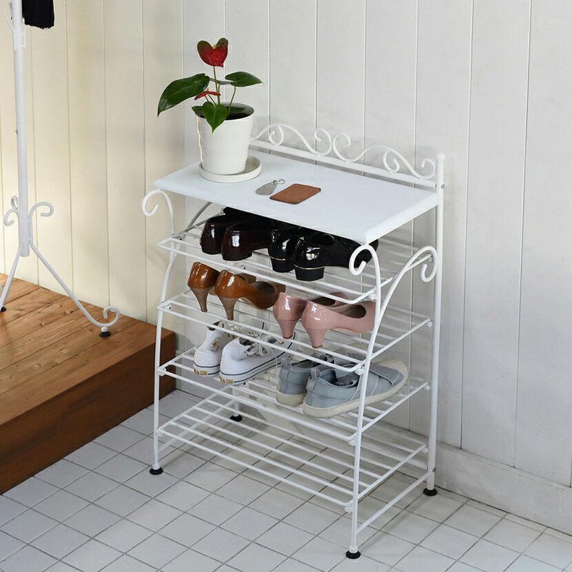 靴箱 兼 飾り棚 幅61.5cm シューズボックス 下駄箱 ヨーロッパ風家具 ロートアイアンシリーズ