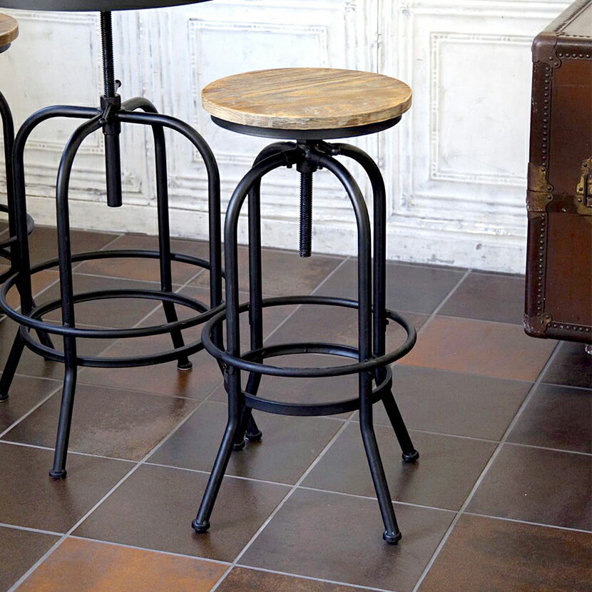 ハイレトロスツール INDUSTRIAL スチール 回転式 高さ調節 丸椅子 バーチェア ハイチェア ハイスツール カウンターチェア おしゃれ レトロ ヴィンテージ風