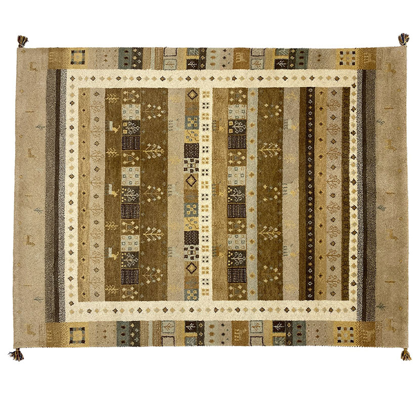 【5%OFF 30日まで】190×240cm ギャッベラグ SNOW 手織り 天然素材 コットン ウ