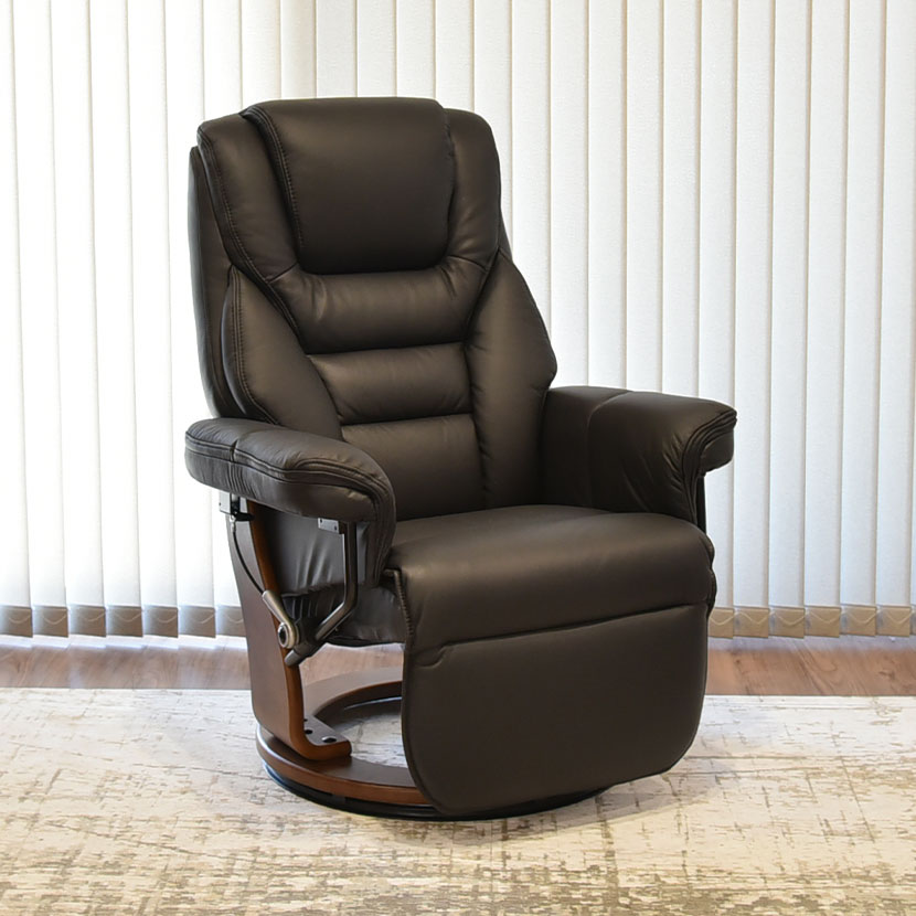 【最大10%クーポンさらにポイント10倍! 11/20の20時から】【設置無料】幅80cm パーソナルチェア 本革張り リクライニングチェア 1人掛けソファ 省スペース 回転式