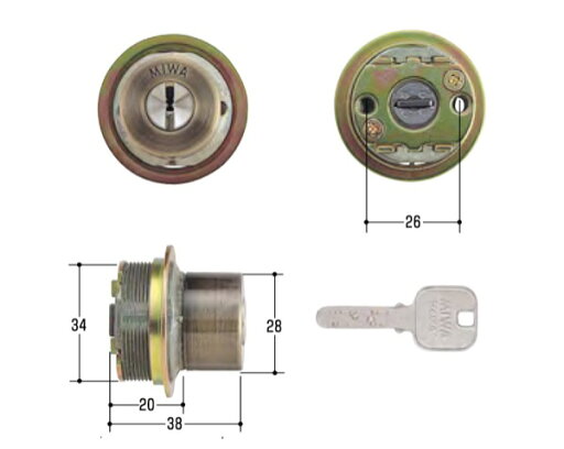 玄関取替交換用シリンダーMIWA(ミワ) JNシリンダー MCY-256 玄関取替交換用シリンダーMIWA(ミワ) JNシリンダー MCY-256