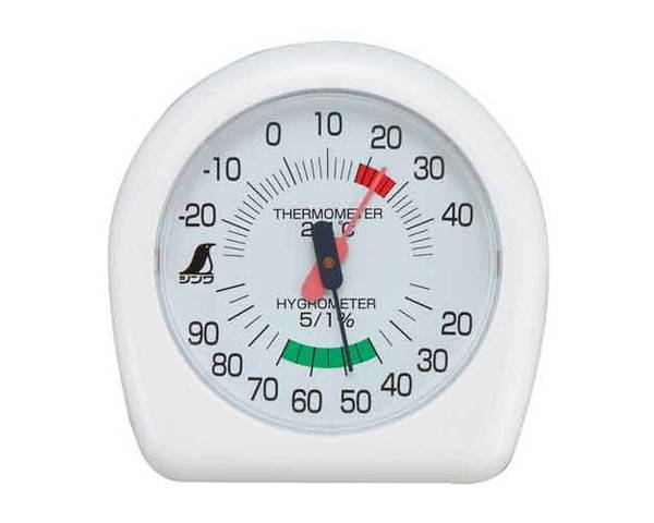 シンワ・温湿度計12cmP－2・チャーミーホワイト70380【藤原産業】