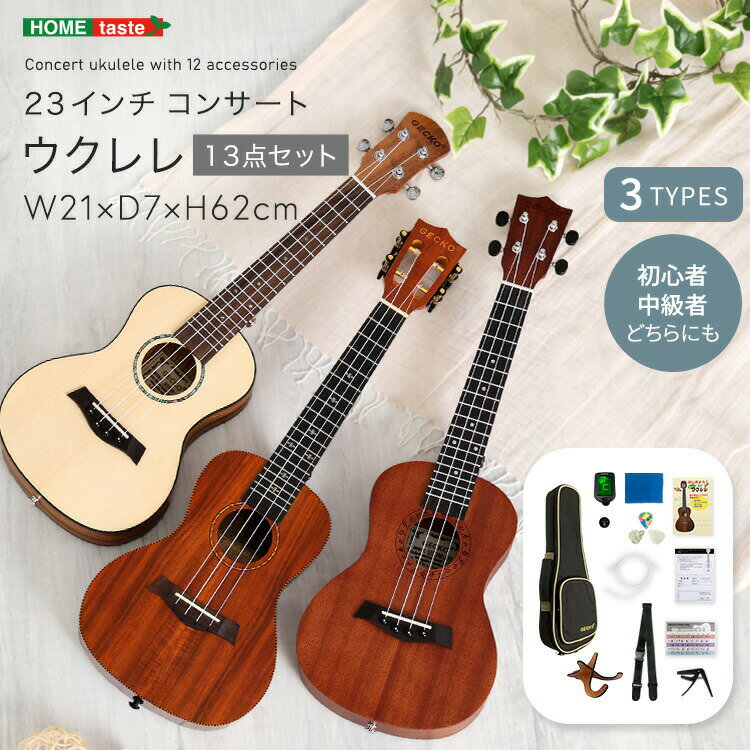 初心者でも始めやすい ウクレレ 13点セット 23インチ(コンサート)